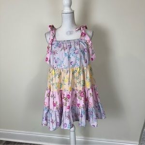 Love Shack Fancy Target Floral Tie Shoulder Mini Tiered Dress Size Medium